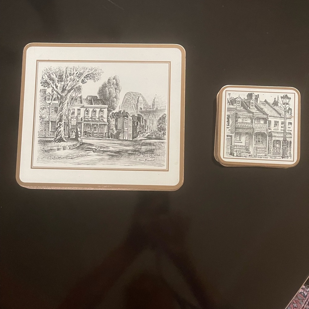 Six vintage pimpernel coasters